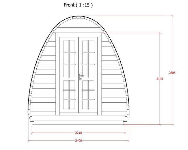 Sauna Pod L300 B240cm Umkleideraum 45mm