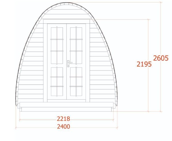 Sauna Pod L480 B240cm Umkleideraum 45mm