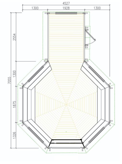 Grillkota 16,5m² +  Tür im Anbau 250cm + Grillanlage