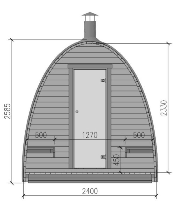 Sauna Pod L400 B240cm Umkleideraum*