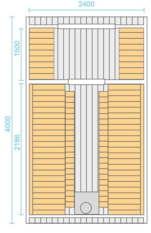 Sauna Pod L400 B240cm Umkleideraum*