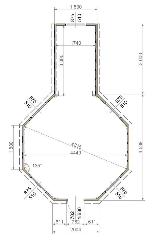 Eventhütte Grillkota 16.5m² + 2 Anbauten 300cm Grillanlage