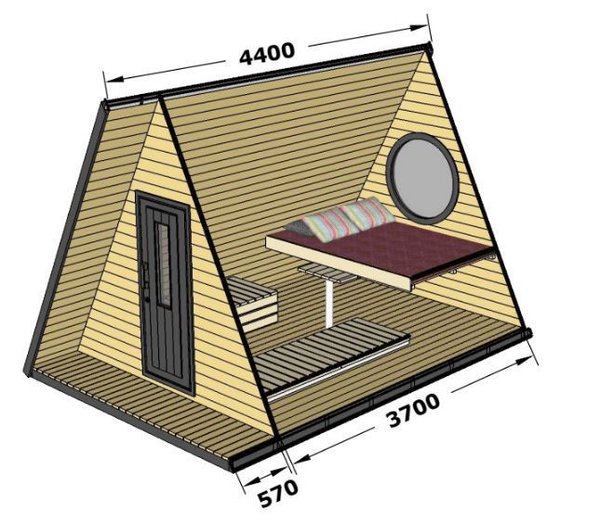Camping Haus Pod Wigwam L440 B300cm Fichte