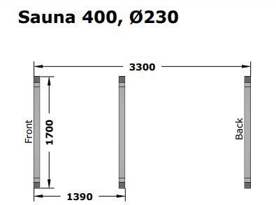 Sauna Gartensauna CUBE L400 D230cm 42mm Fichte