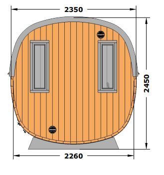 Sauna Gartensauna CUBE Thermoholz L400 D230cm 42mm Fichte